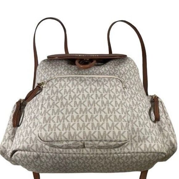 MICHAEL KORS ABBEY Vanilla Large Cargo Signature Backpack Bag 35T9GAYB7B NWOT - Picture 12 of 16